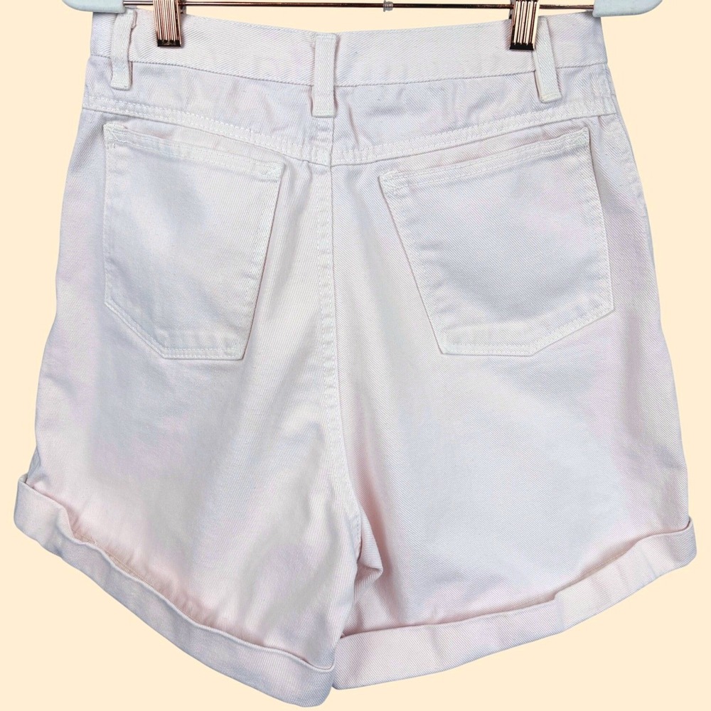 Bill Blass 12 Blush Pink High Rise Cuffed Mom Vintage 90s Designer Denim Shorts - Picture 2 of 13